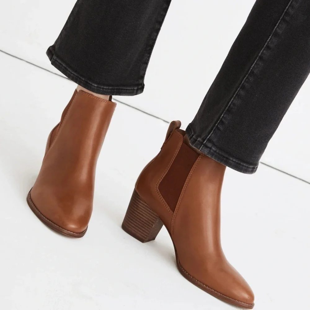 New Madewell The Regan Boots Brown Leather Shoes 5.5